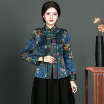 Chinese classic autumn and winter improved placket cheongsam top thickened padded Chinese retro thin lady Tang dress winter