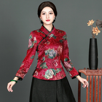 Chinese classic improved Tang dress top womens fashion autumn and winter new Chinese retro Republic of China wind buckle Hanfu womens clothing