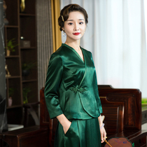 Huahua Classic Tang Dress Lady China Wind High-end 2022 Spring New Imported Acetic Acid Fashion Qipao Blouse Jacket