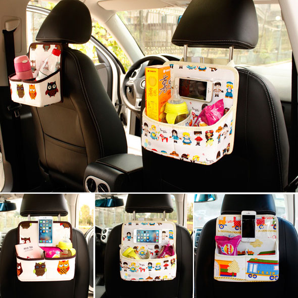 Han version Children's car seat back containing hanging bag baby sitting car travel goods baby bottle containing layer rack