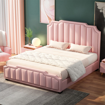 Leather single childrens bed 1 5m girl princess bed Bedroom room light luxury teen girl bed daughter solid wood