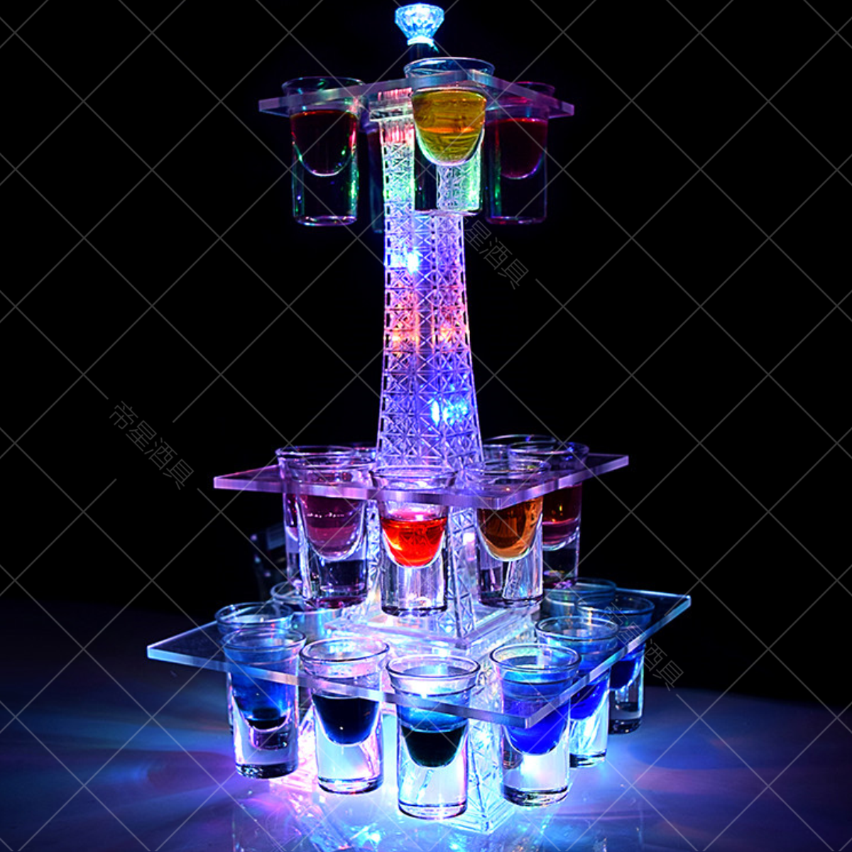 Imperial Wine Furniture Paris Iron Tower Cup Rack Luminous Acrylic LED Bullet Cup Shelf Aifirta Wine Rack