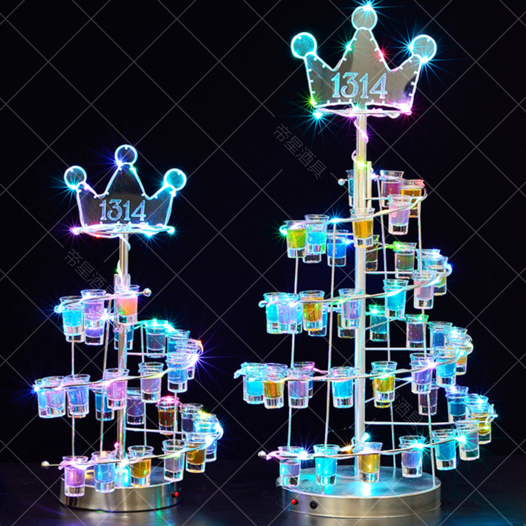 Red Star Wine 1314 spiral 60 - hole bullet bar glow glass frame LED night - field creative cocktail beach cup