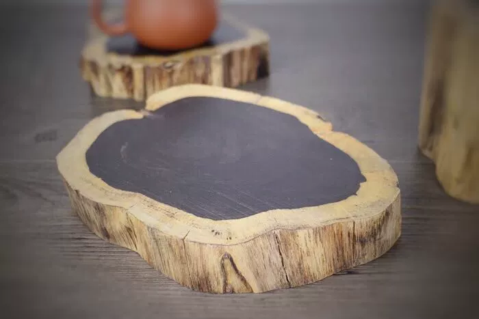 Pha trộn rượu Set Wood Coaster Black Heart Coaster Cocktail Coaster Pure Wood Coaster - Rượu vang