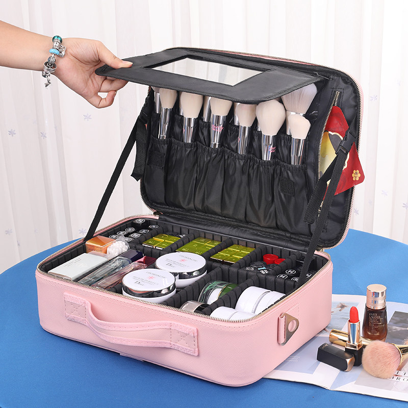Specialization Makeup Package 2021 New Containing Bag Woman Portable Large Capacity Makeup Artist Heel Makeup Case Bag Tattoo Embroidered Box