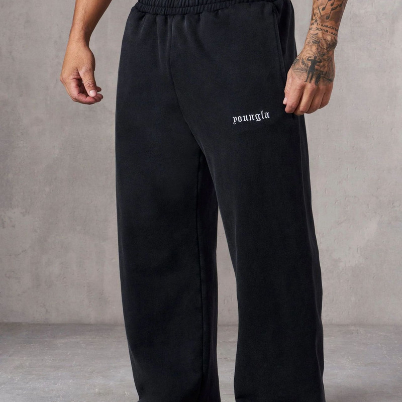 Youngla American Style New Men's Sports Pants Jogging Muscle Fitness Embroidered Straight Casual Long Pants