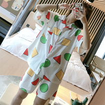 2021 New Short Sleeve Pajamas Set for Women Cotton Sleepwear