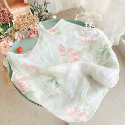 2024 Summer artistic, fresh and elegant printed halter top, cotton and linen base layer, small vest, floral print top