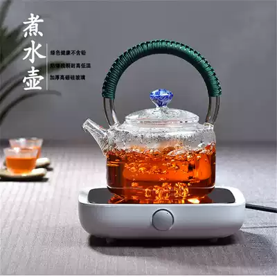 New feather glass teapot thickened hand lift beam tea boiler kettle New Product second generation black crystal furnace set