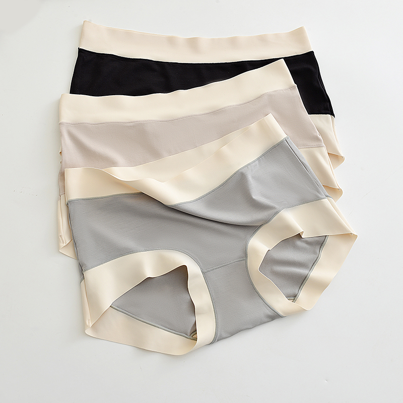 4 fashion minimalist ultra soft Modale no-scratches underpants female mid-waist sexy buns hip small corner underpants movement-Taobao