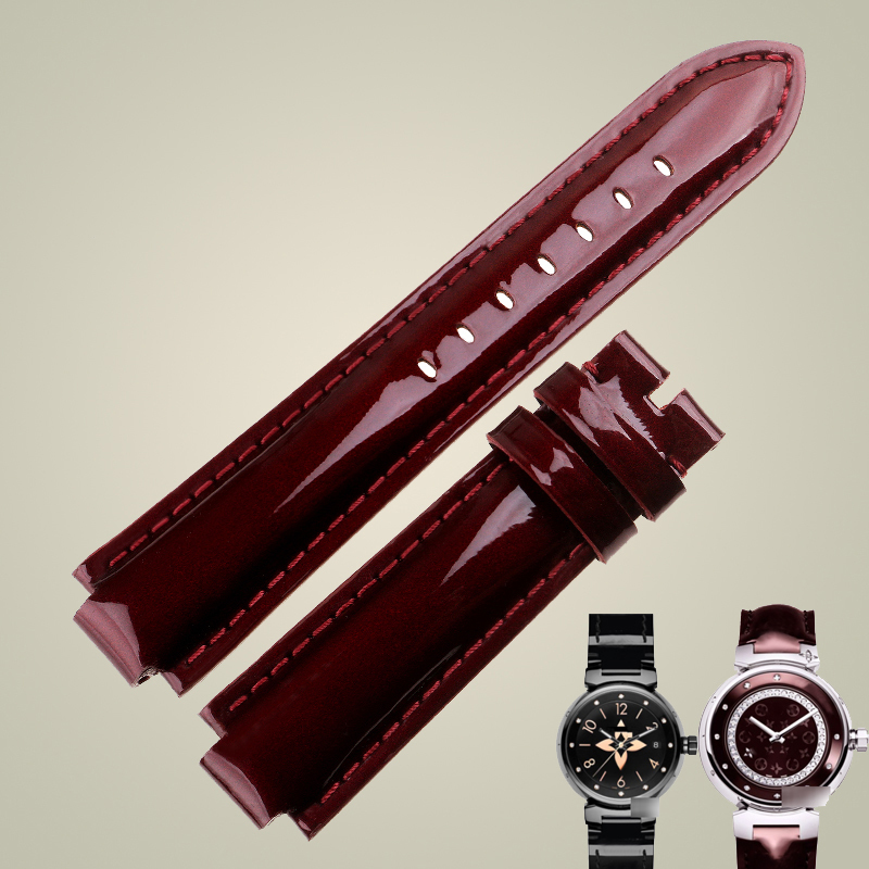 Suitable for Lv Watch Straps, Louis Vuitton Tambour Series Convex Monogrammed Cowhide Glossy Patent Leather Strap for Women Suitable for Lv Watch Straps, Louis Vuitton Tambour Series Convex Monogrammed Cowhide Glossy Patent Leather Strap for Women