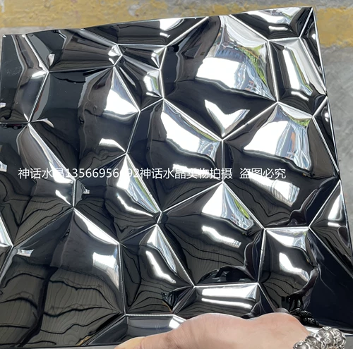 Металлическая черная мозаика из нержавеющей стали, зеркальный эффект, 3D