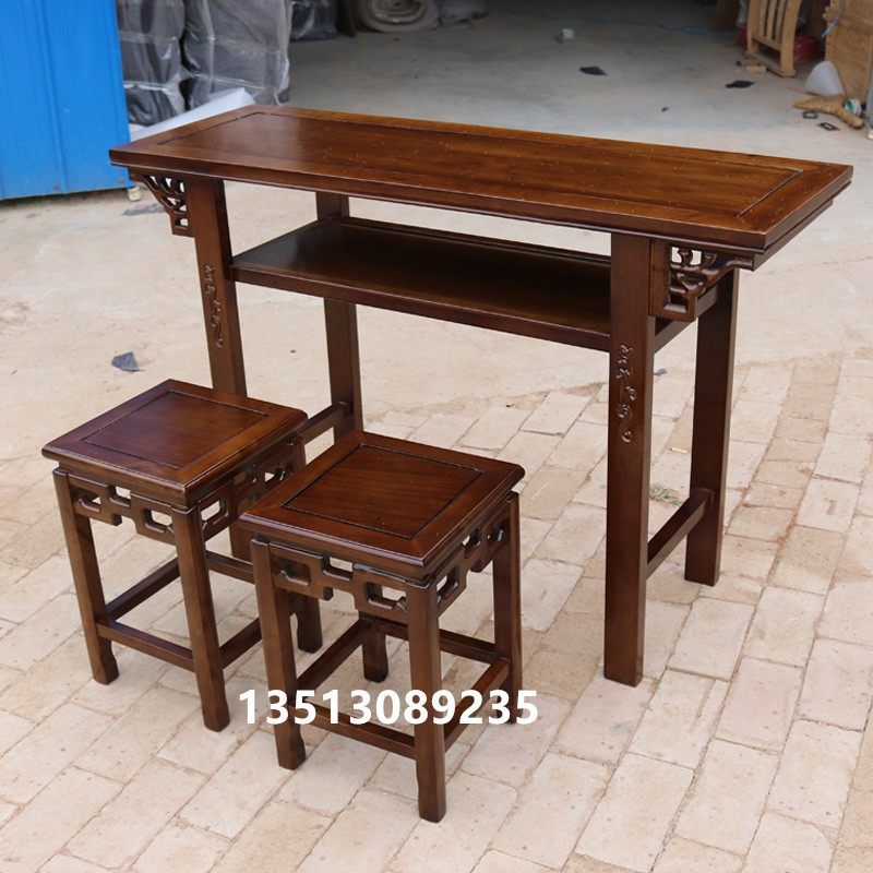 Solid wood desks and chairs antique calligraphy table double-layer Chinese studies desks and chairs double student desk calligraphy and painting table elm painting case special offer