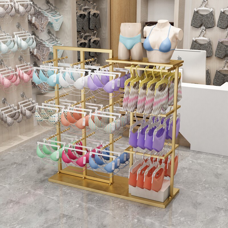Net red shop underwear shelf panties bra display rack floor-to-ceiling shorts mid-island shelf double-sided underwear hanging rack display rack