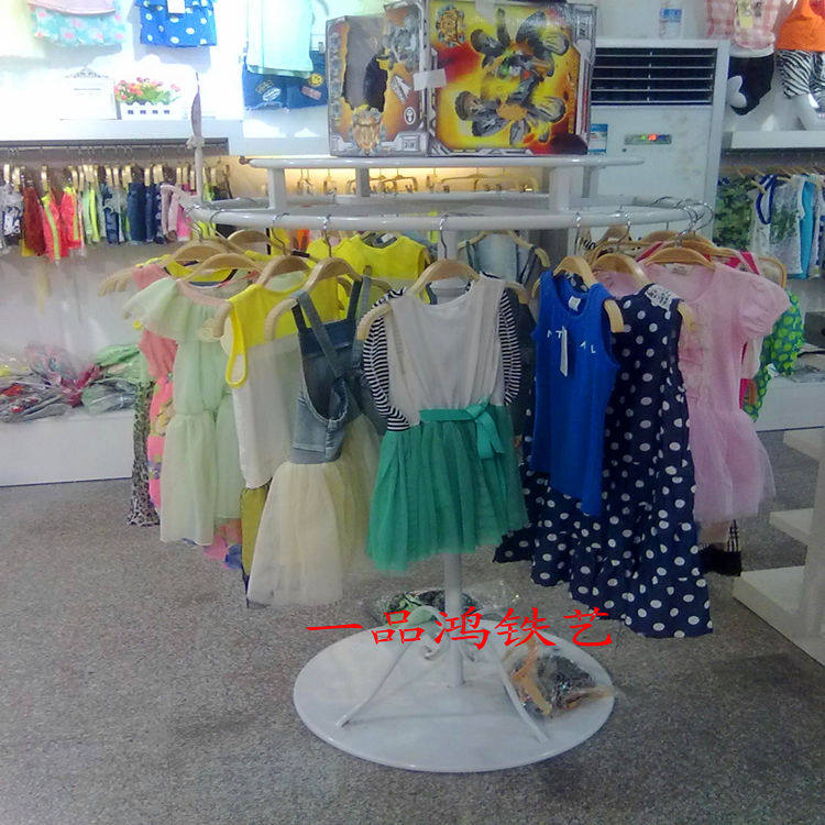 Iron Art Clothing Shop Floor Style Men and women Clothing Swivel Hanger Children Clothing Shelves Shoes Bag shelves Underpants Middle Island Shelf