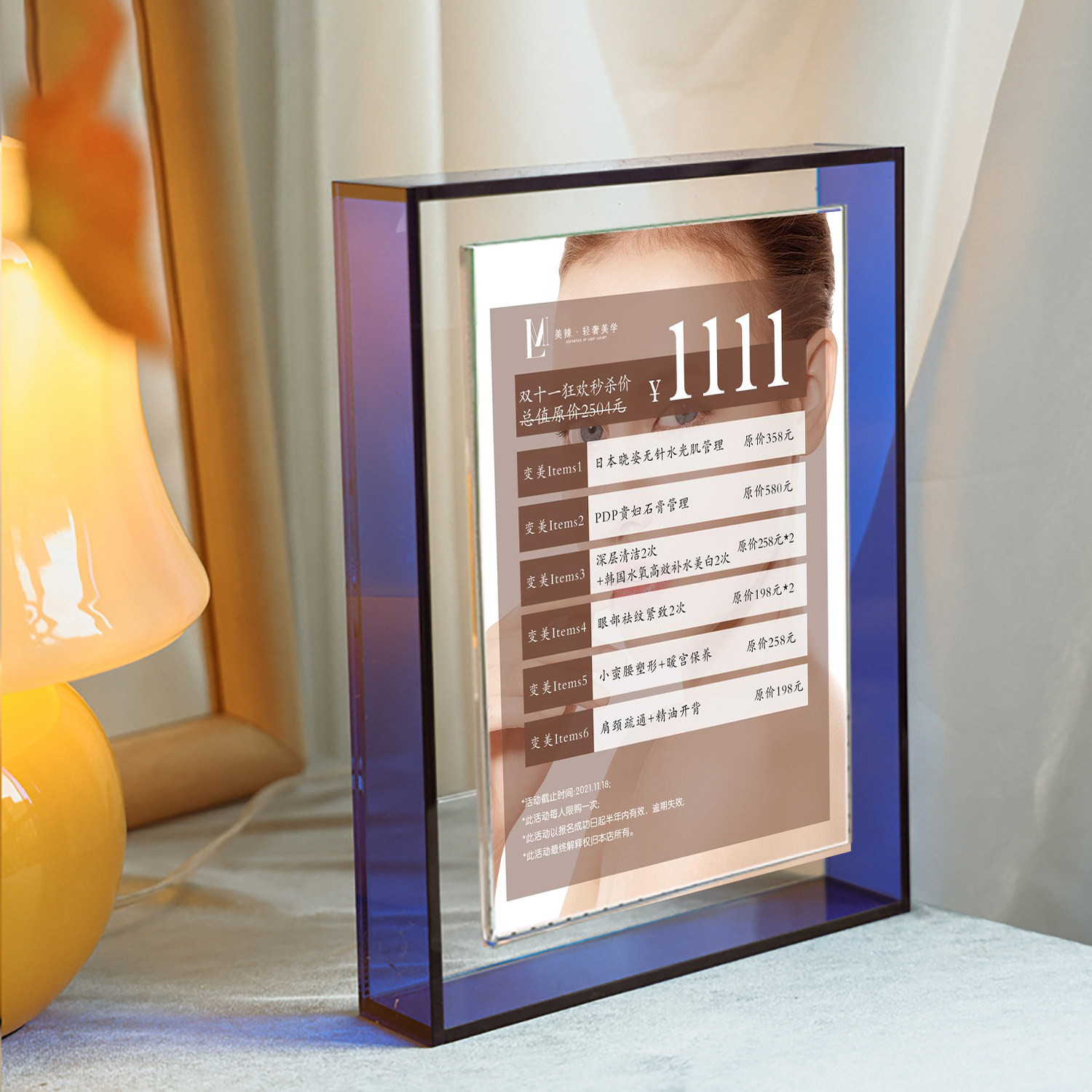 Beauty salon price list light luxury acrylic transparent table card picture frame manicure hairdressing price list display card table card
