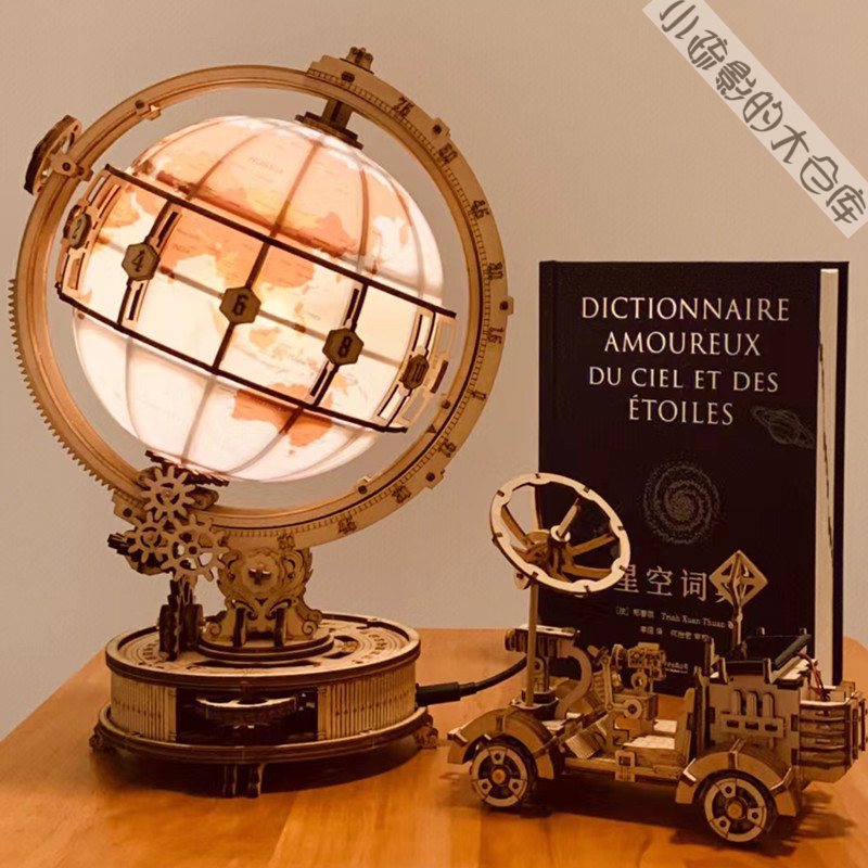 The wood stereo mechanical transmission model can move puzzle to globular difficulty children's creative 3D toys