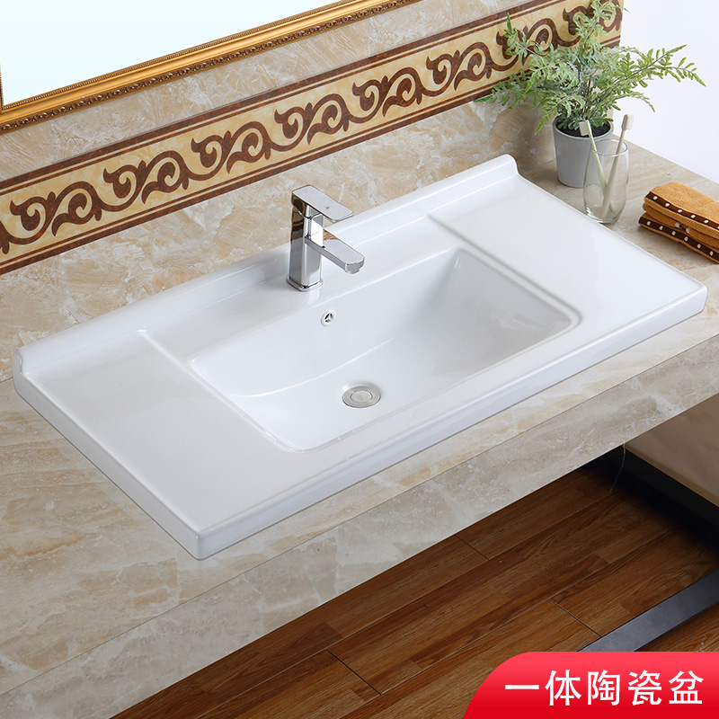 Makeup Room Washbasin Ceramic Table Basin Water Basin Bathroom Cabinet surface basin Single sink square semi-embedded one-piece Handwashing pool