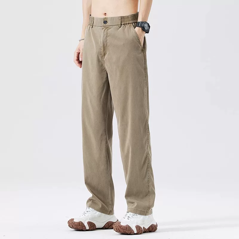 Мужские летние casual брюки, синие свободные прямые джинсы, свободный прямой крой