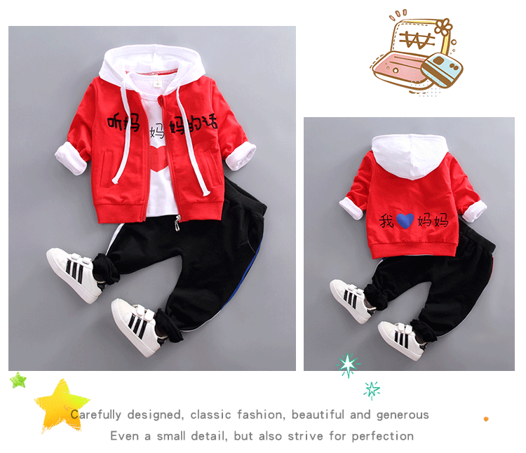 Bộ đồ bé trai mùa thu 2018 mới 0-1-3 tuổi Cậu bé đẹp trai thủy triều 4 bộ quần áo trẻ em ba mảnh 5 quan ao babi