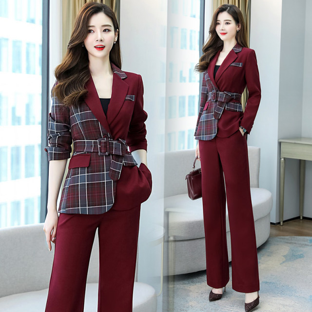 High-end professional suit female 2023 spring and autumn new fashion capable temperament goddess fan suit wide-leg pants two-piece suit