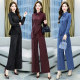 Striped professional suit female high-end sense 2022 autumn new fashion temperament high waist drape wide-leg pants two-piece set