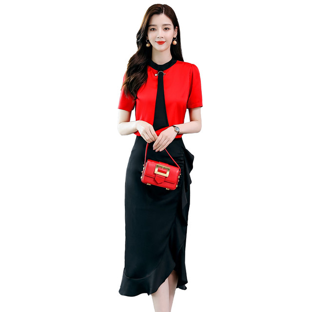 Temperament Goddess Fan Professional Suit Women's Summer 2022 New Fashion Light Cooked Royal Sister Style Hip Skirt Two-piece Set