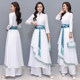 Chinese style suit women's summer 2021 new retro ethnic style waist improved Hanfu wide-leg pants two-piece set