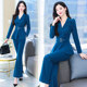 High-end professional suit female 2022 autumn new fashion temperament celebrity goddess Fan waist suit two pieces