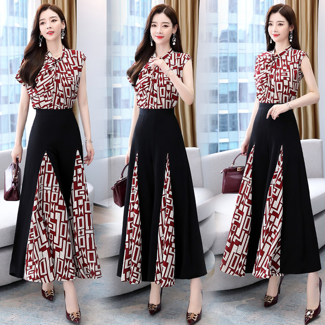 High-end celebrity professional suit female summer suit 2022 new fashion temperament goddess fan age reduction wide-leg pants two-piece set