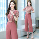 Chiffon wide-leg pants suit women 2022 summer new fashion celebrity temperament professional thin jumpsuit two-piece suit