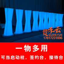 Guihe Acrylic Opening Ceremony Props Start Glowing Hexagon Energy Column Colorful Light Palm Column