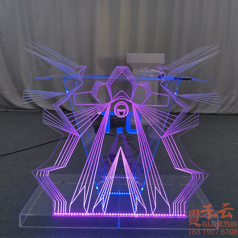 Custom Solid Wood Corner Bar DJ Desk Seven Color Lights Light Sound Bar Counter Acrylic Luminous Table Acrylic Discs