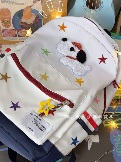 2023 ໃໝ່ ins American girlbag schoolbag cute star niche backpack junior high school students college students backpack