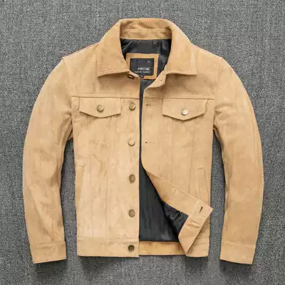 Special price pick-up two-layer anti-velvet leather leather leather jacket men's denim leather jacket autumn slim short leather jacket