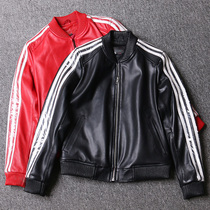 Spring Special Price Pakistan soft sheepskin leather men fashion baseball suit coat leather thread collar