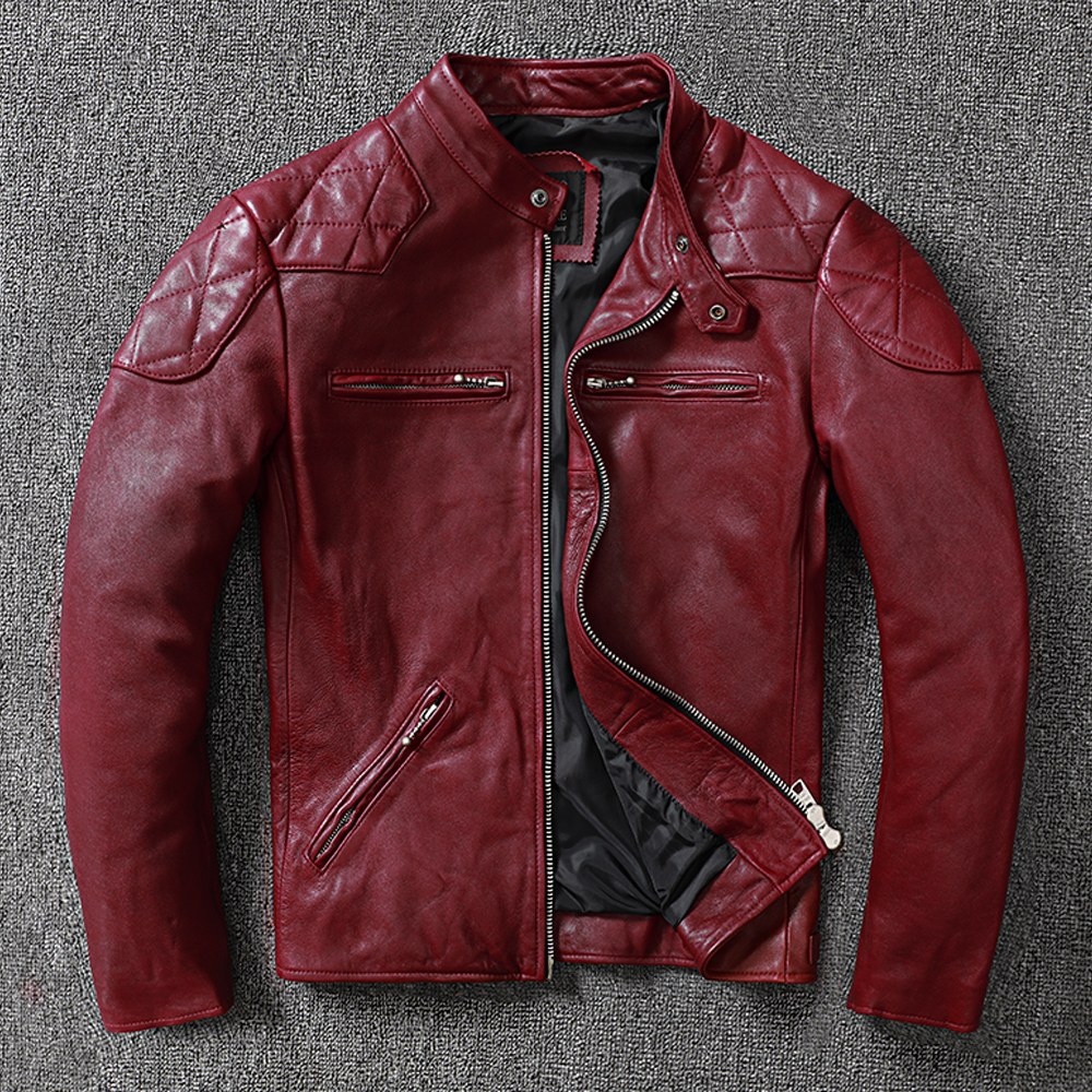 2020 New Sheep Leather Leather Leather Clothing Male Korean version Hull Leather Jacket Short stand Tide Fashion Jacket