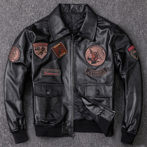 Pick up the leak special air force pilot leather jacket G1 sheepskin leather leather motorcycle clothes mens cotton jacket