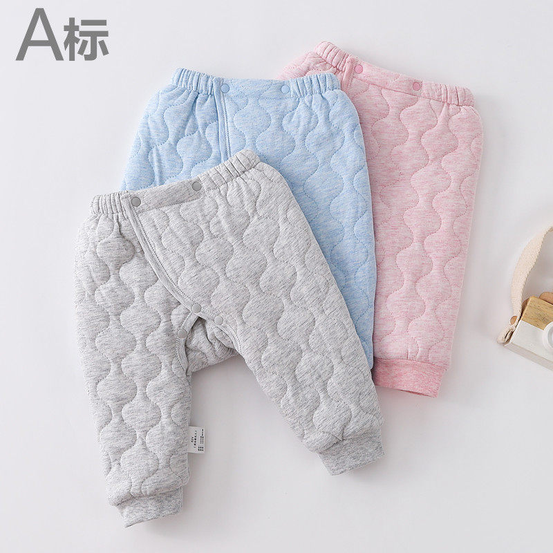 Newborn baby clotheNewborn baby crotch PP pants pure cotton button button and thicken warm pants
