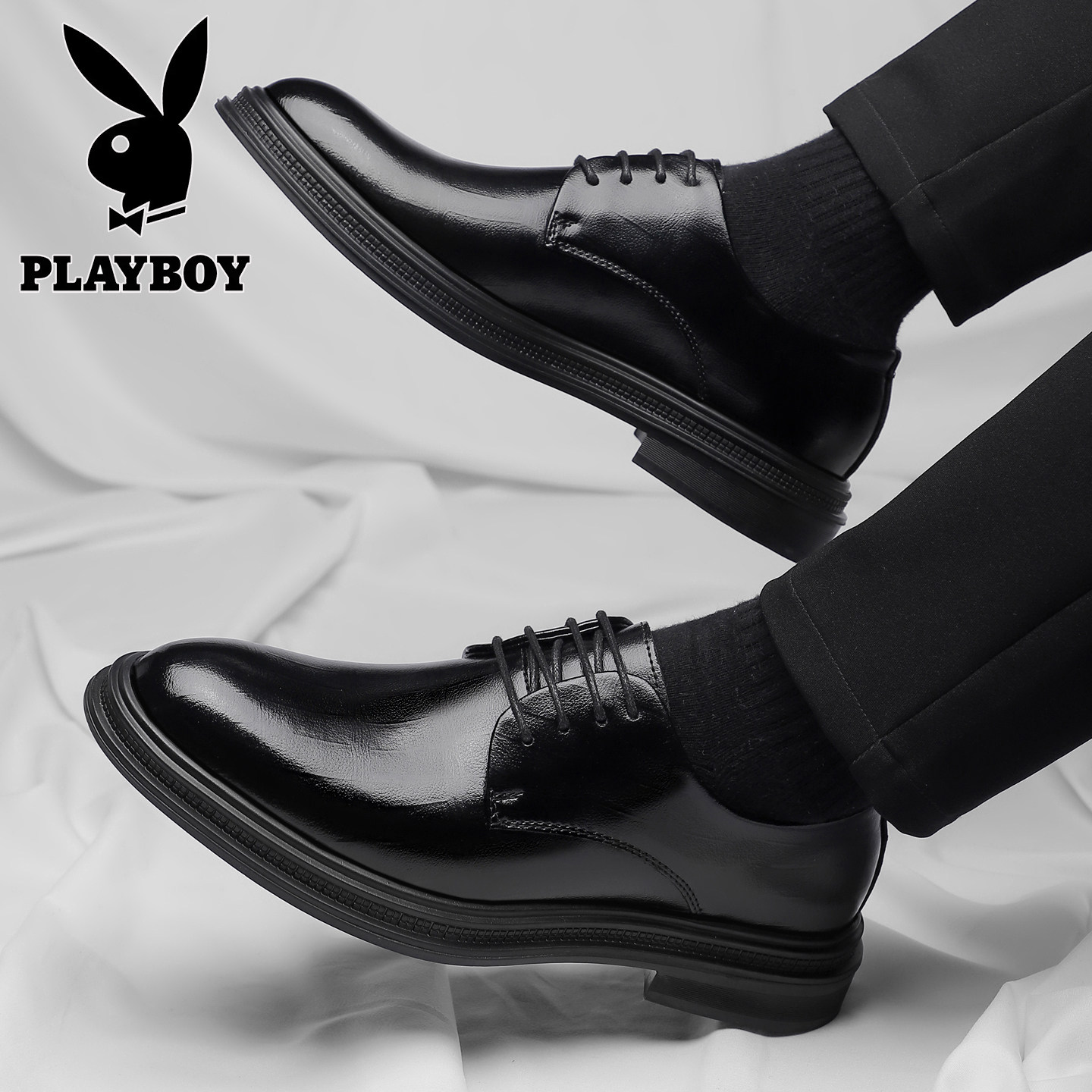 Кожаная обувь Playboy; мужская кожаная дышащая кожаная обувь с внутренней отделкой; повседневная деловая официальная одежда; мужская обувь для жениха на свадьбу