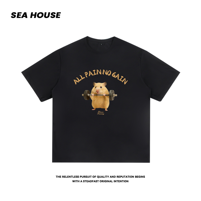 【Mouse-Lifting】Quick-Drying Sports and Fitness Fun Short-Sleeve T-Shirt, Gender-Neutral, Loose Half-Sleeve