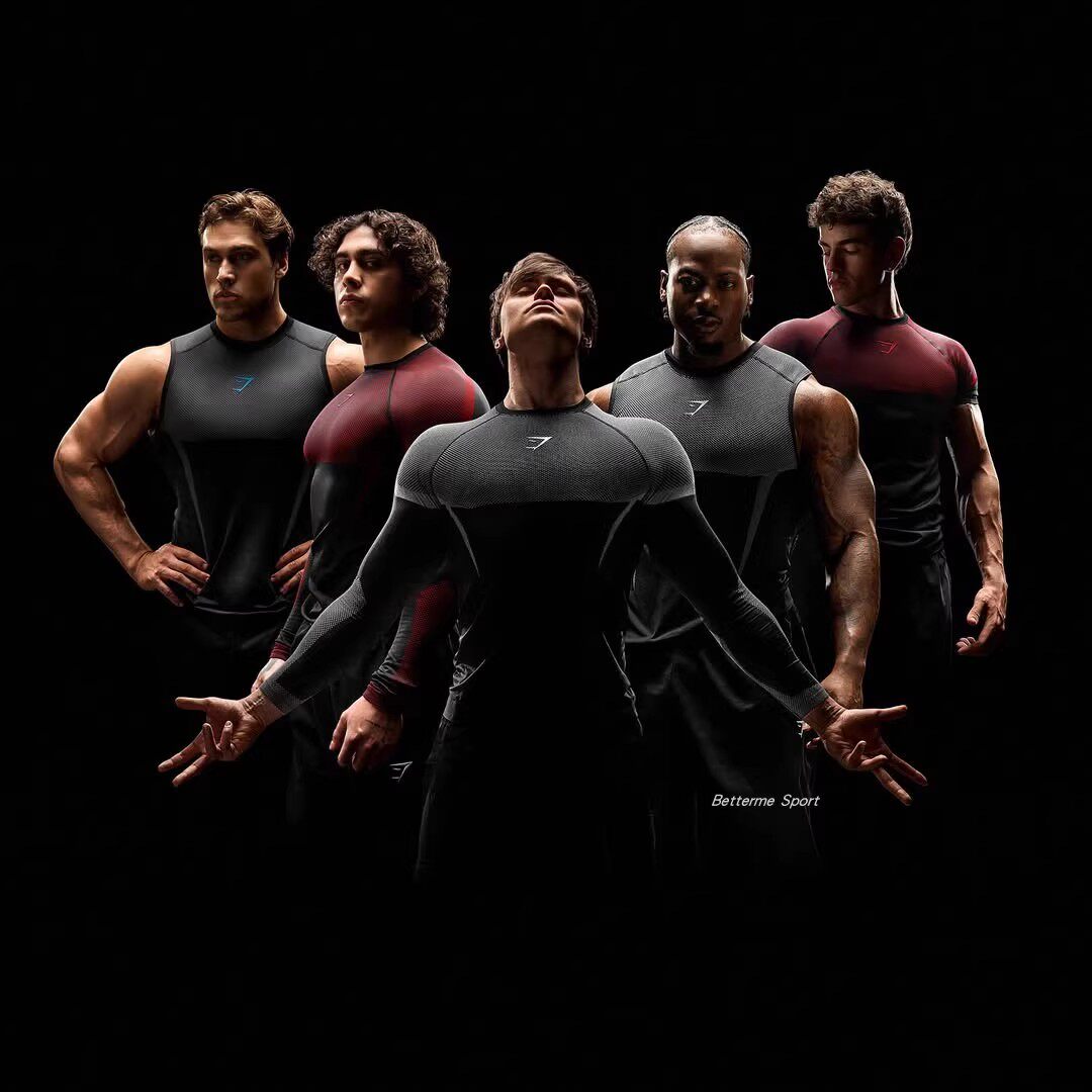 美式鲨鱼男款户外跑步运动修身上衣健身训练撸铁帅气弹力速干 干T恤