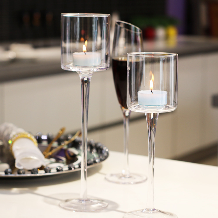 Manufacturer Custom European-style crystal glass candle cup transparent cover triple wedding candleholder Plated Gradual waxed candle holder