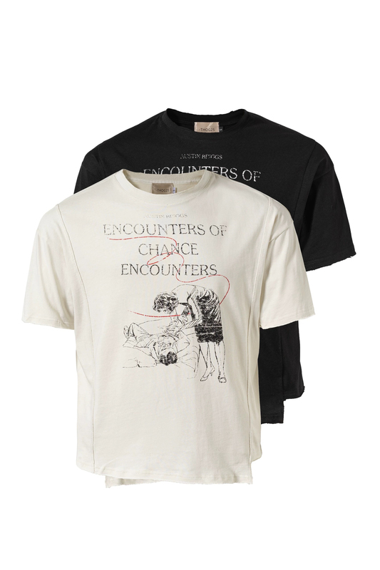 『Thog25』Dandelion Austin Adventure and Encounter Irregular Hem Distressed Short Sleeve Tee