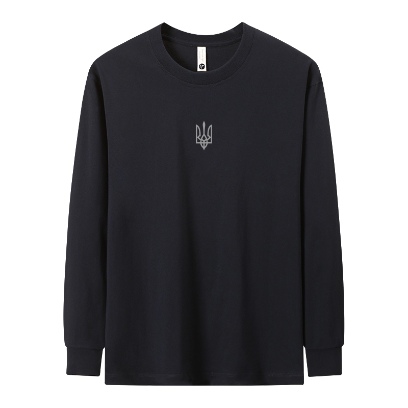 【Trident】Pure Cotton Long-Sleeved T-Shirt Ukraine Cultural Shirt Round Neck Loose Autumn and Winter Long T-Shirt