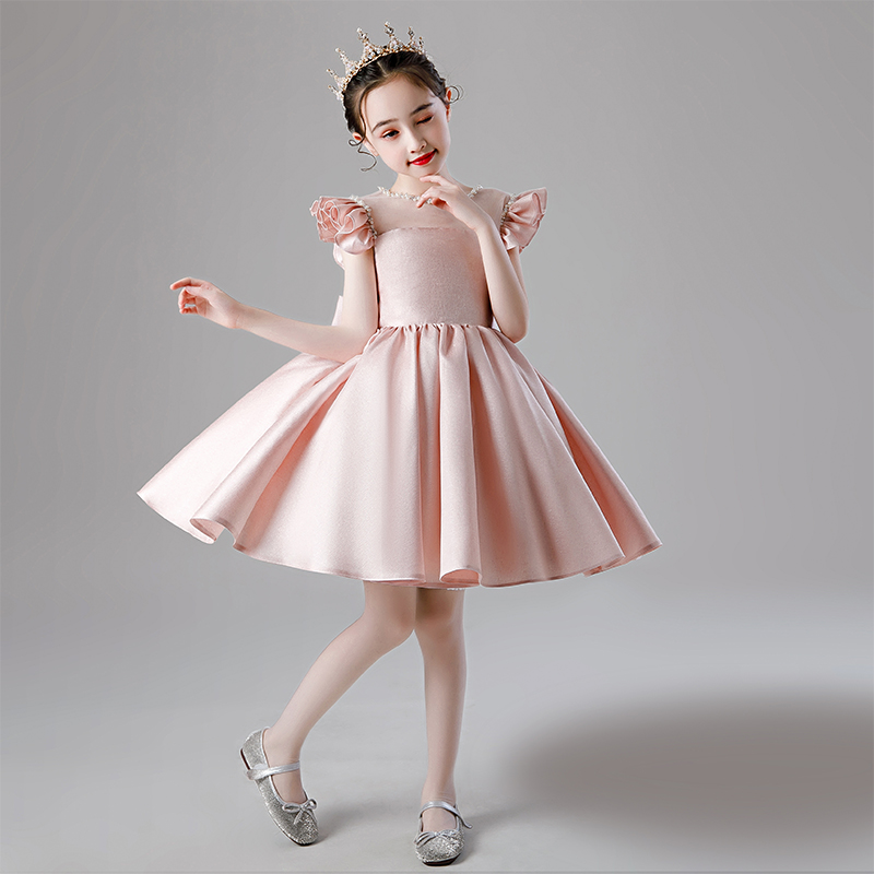 Children's Gown High-end Flowers Princess Princess Dresses Spring Autumn Little Girl Wedding Wedding Wedding Dress Girl Piano to Dress Foreign Summer