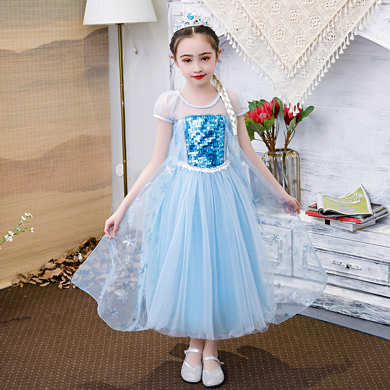 Ice & Snow Kids Love Tha Princess Dresses Girl Foreign Pie Dress Spring Summer Dress 2021 New Aisha Dress