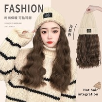 Wig female hair with hat wig one female autumn and winter fashion 2021 fashion new explosive full head cover