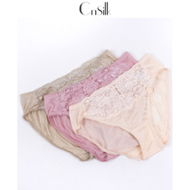  Cnsilk 100%mulberry silk underwear Sexy silk lace underwear breathable mid-waist women briefs