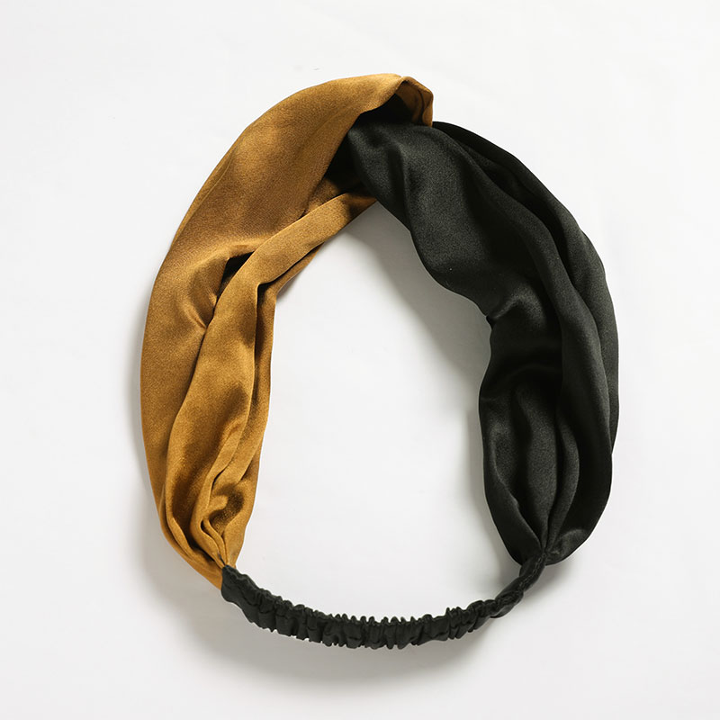 Cnsilk Mulberry Silkworm Real Silk Hair Band Bicolor Retro Collage Genuine Silk Wide Beam Hair Band Hair Stirrup Hair Care Customizable